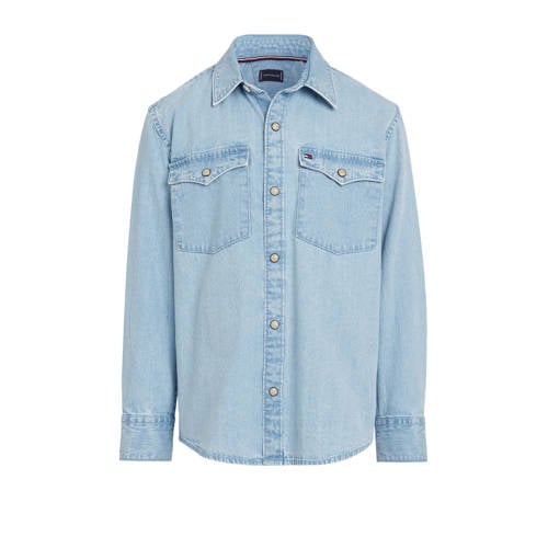 Tommy Hilfiger overhemd denim mid wash Blauw Jongens Katoen Klassieke kraag