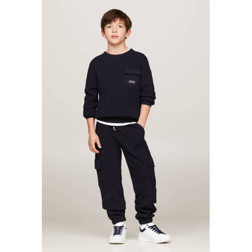Tommy Hilfiger cargobroek donkerblauw Jongens Katoen Effen 176