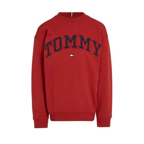 Tommy Hilfiger sweater met logo rood Logo - 110 | Sweater van Tommy Hilfiger