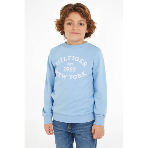 Tommy Hilfiger sweater met tekst lichtblauw Tekst 104