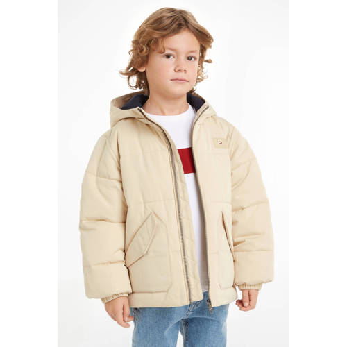 Tommy Hilfiger gewatteerde winterjas ivoor Wit Jongens Polyester Capuchon 128