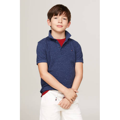 Tommy Hilfiger gemêleerde polo donkerblauw Jongens Katoen Polokraag Melée 110