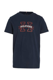 thumbnail: Blauwe jongens Tommy ilfiger T-shirt van katoen met printopdruk, korte mouwen en ronde hals
