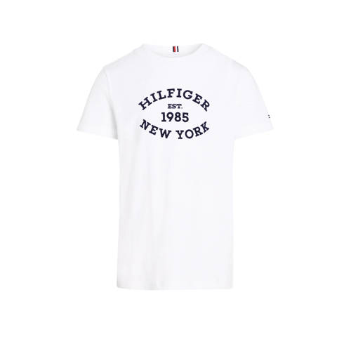 Tommy Hilfiger T-shirt met printopdruk wit Jongens Katoen Ronde hals Printopdruk 98