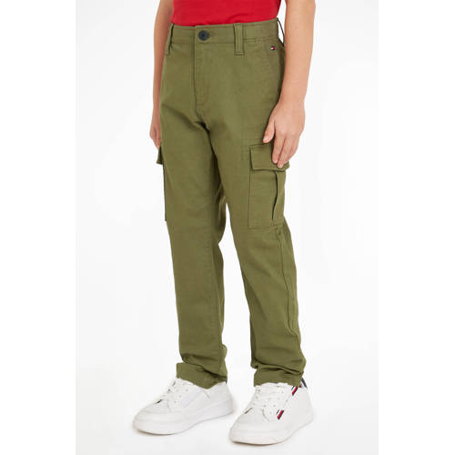 Tommy Hilfiger cargobroek olijfgroen Jongens Katoen Effen 122