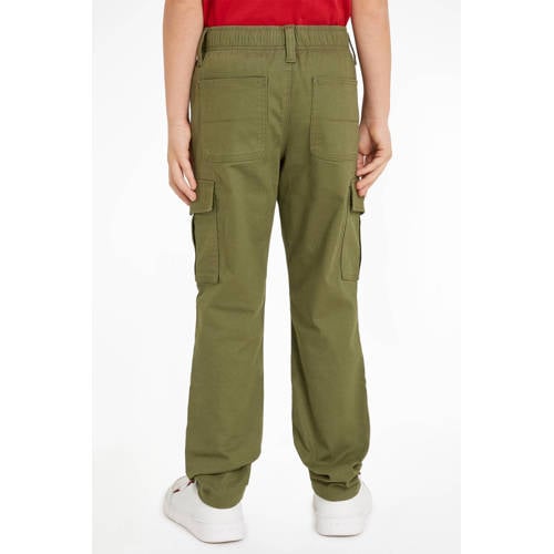 Tommy Hilfiger cargobroek olijfgroen Jongens Katoen Effen 122