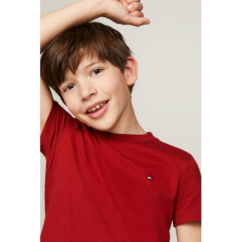 Tommy Hilfiger T-shirt ESSENTIAL Rood Jongens Katoen Ronde hals Effen 176