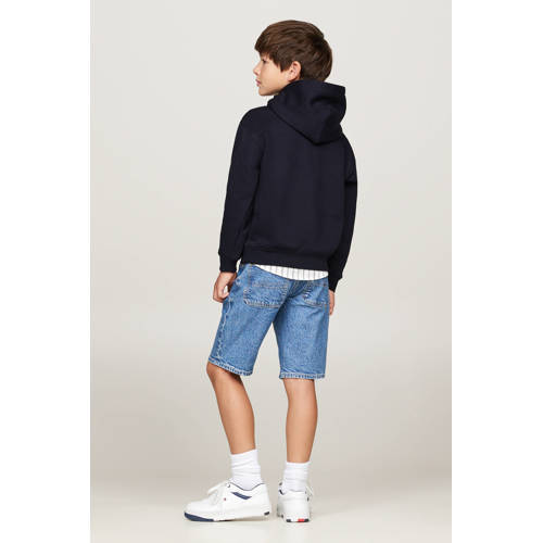 Tommy Hilfiger gemêleerde hoodie donkerblauw Sweater Effen 110