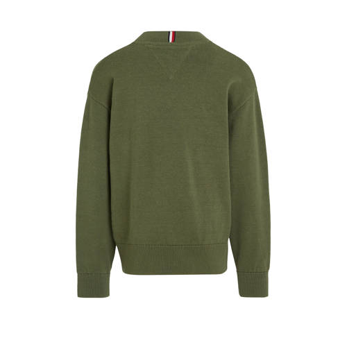 Tommy Hilfiger sweater olijfgroen Jongens Katoen 164