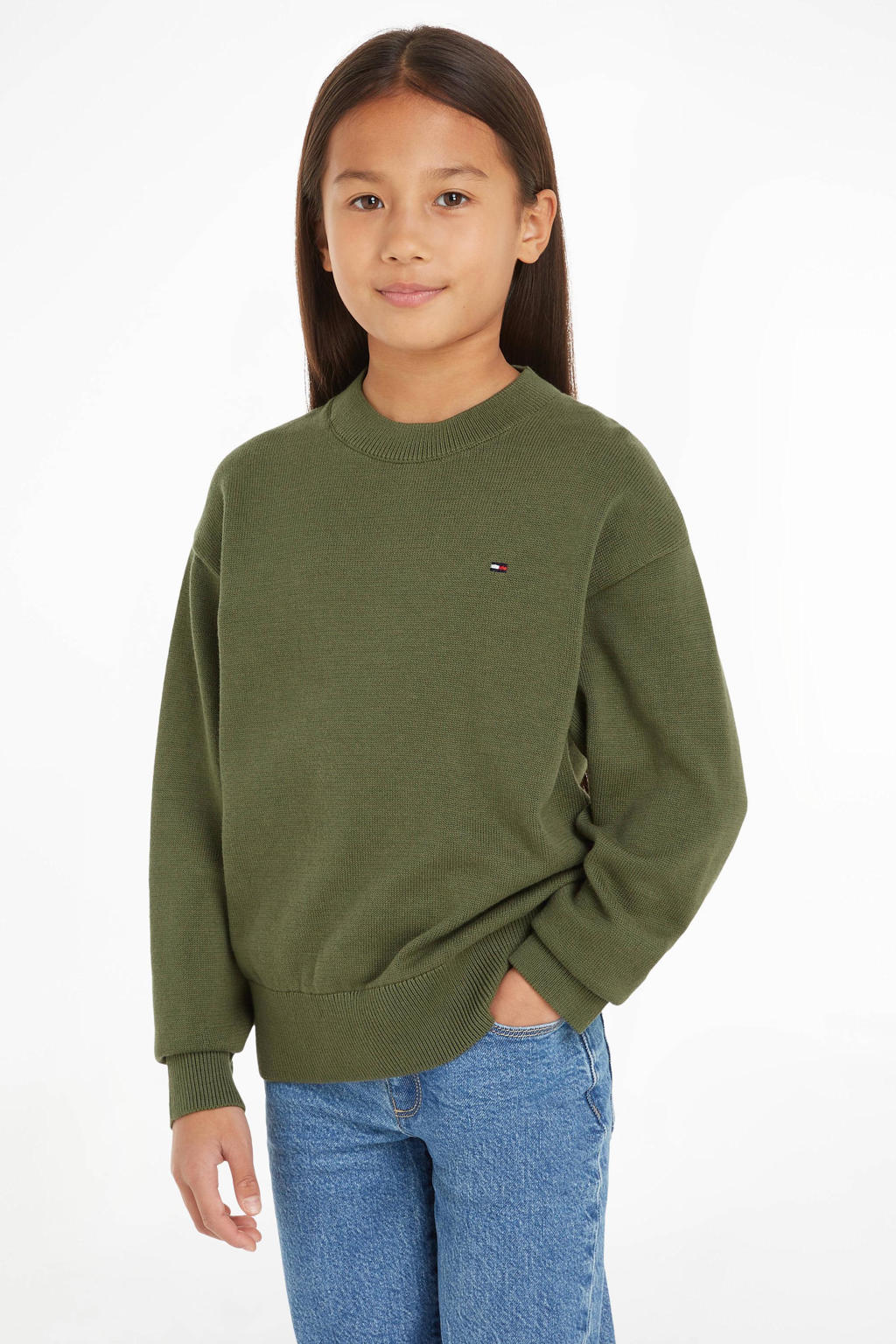 Groene jongens Tommy Hilfiger sweater van katoen 