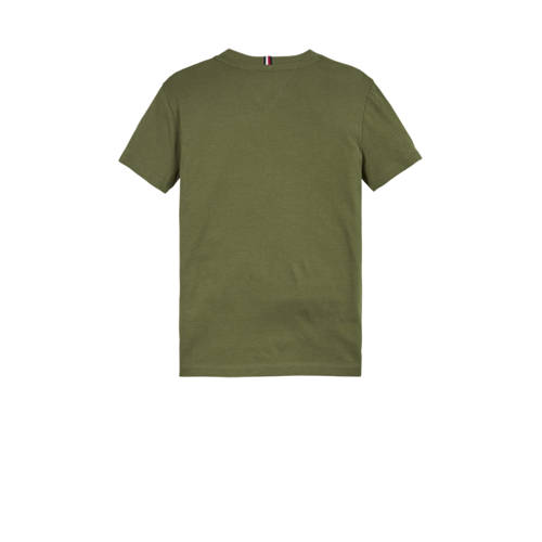 Tommy Hilfiger T-shirt U ESSENTIAL met logo Groen Jongens Meisjes Katoen Ronde hals 152
