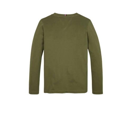Tommy Hilfiger longsleeve U ESSENTIAL met logo Groen Jongens Meisjes Katoen Ronde hals 164