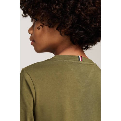 Tommy Hilfiger longsleeve U ESSENTIAL met logo Groen Jongens Meisjes Katoen Ronde hals 164