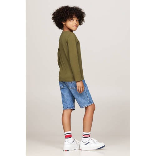 Tommy Hilfiger longsleeve U ESSENTIAL met logo Groen Jongens Meisjes Katoen Ronde hals 164