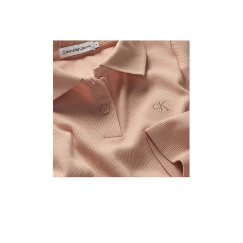 Calvin Klein polo RIB SLIM lichtroze Meisjes Stretchkatoen Polokraag Effen 116