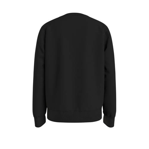 Calvin Klein sweater Terry met logo zwart Jongens Meisjes Polyester Ronde hals 176