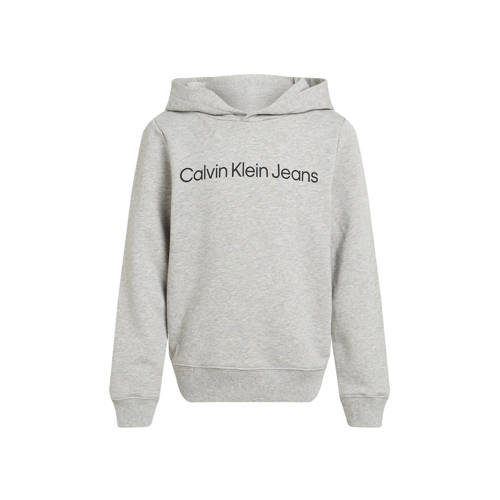 Calvin Klein hoodie Terry met logo grijs Sweater Jongens Katoen Capuchon