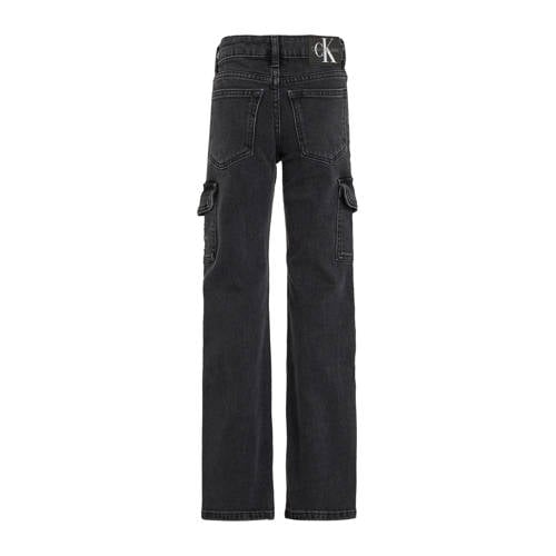 Calvin Klein high waist wide leg jeans MR STRAIGHT charcoal grey rgd Grijs Meisjes Katoen 164