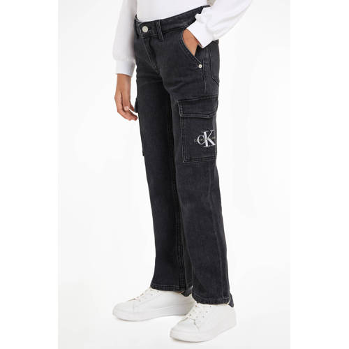 Calvin Klein high waist wide leg jeans MR STRAIGHT charcoal grey rgd Grijs Meisjes Katoen 164