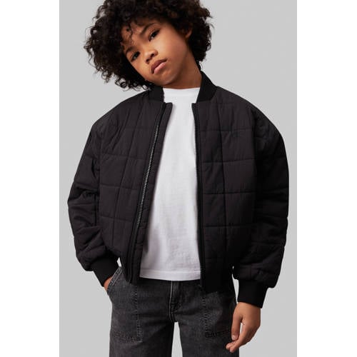 Calvin Klein bomberjack zwart Jas Jongens Nylon Ronde hals Effen