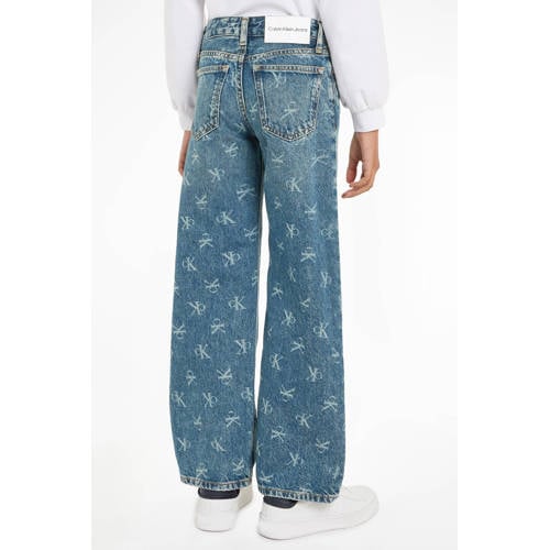 Calvin Klein straight fit jeans MR RELAXED met logo laser blue Blauw Meisjes Katoen 140