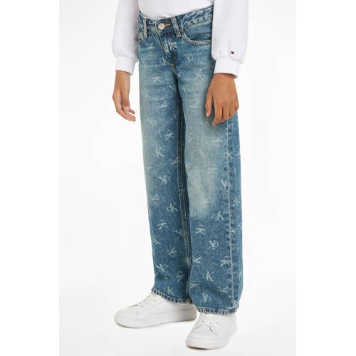 Calvin Klein straight fit jeans MR RELAXED met logo laser blue Blauw Meisjes Katoen 140