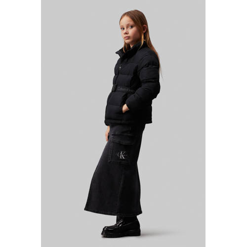 Calvin Klein gewatteerde jas zwart Meisjes Polyester Opstaande kraag Effen 140