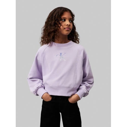 Calvin Klein sweater met logo lila Paars Logo 164