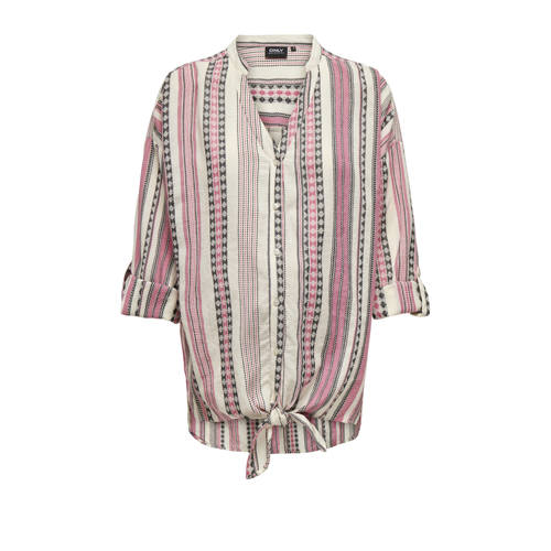 ONLY MATERNITY zwangerschapsblouse OLMLOUISE met all over print roze ecru Dames Katoen V-hals L