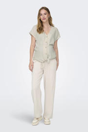 thumbnail: Lichtgrijze dames ONLY MATERNITY straight fit broek van viscose met regular waist, elastische tailleband met koord en effen