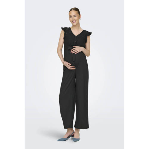 ONLY MATERNITY zwangerschapsjumpsuit OLMELISA zwart Dames Polyester V-hals XL