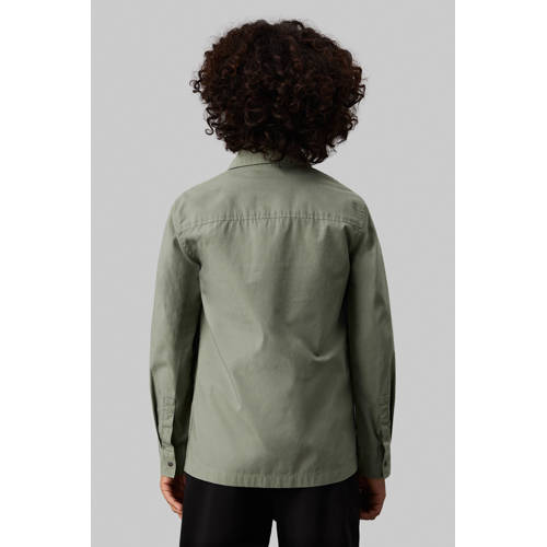 Calvin Klein overhemd olijf groen Jongens Katoen Klassieke kraag Effen 164