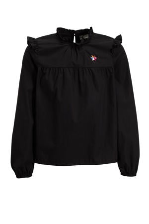Top Roanne met borduursel zwart