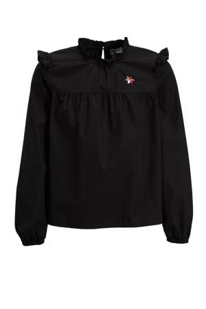 Top Roanne met borduursel zwart