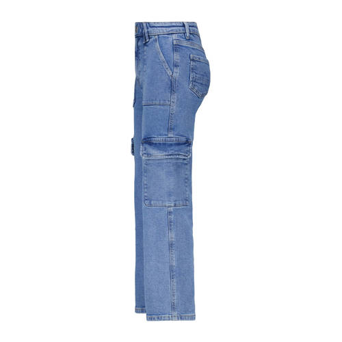 America Today cargobroek medium blue denim Blauw Meisjes Stretchdenim Effen 146 152