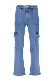 thumbnail: Blauwe meisjes America Today cargobroek van stretchdenim met rits- en knoopsluiting en effen