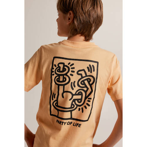 America Today T-shirt met backprint perzik oranje Jongens Katoen Ronde hals 146 152
