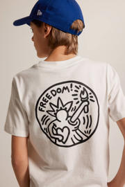 thumbnail: Witte jongens America Today T-shirt van katoen met backprint, korte mouwen en ronde hals