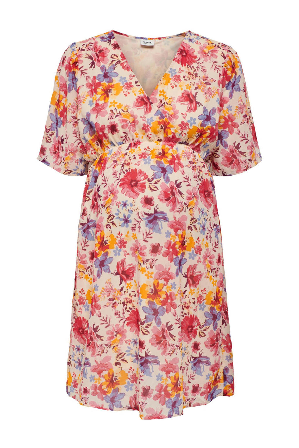 ONLY MATERNITY gebloemde jurk OLMSTAR roze/paars/oranje