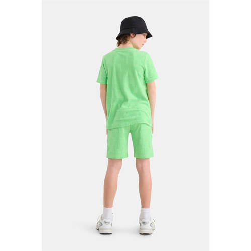 Shoeby sweatshort Towelling Short Groen met all over print groen Korte broek Jongens Katoen 134 140