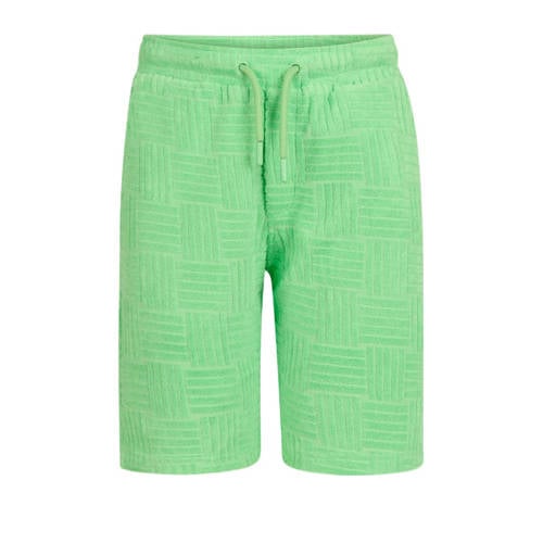 Shoeby sweatshort Towelling Short Groen met all over print groen Korte broek Jongens Katoen