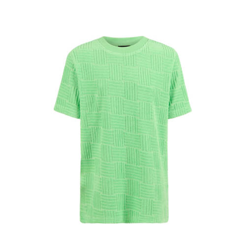 Shoeby T-shirt Towelling Block T-shirt met all over print groen Jongens Katoen Ronde hals