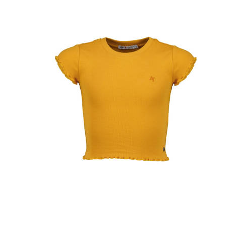 America Today T-shirt geel Meisjes Stretchkatoen Ronde hals Effen - 122/128