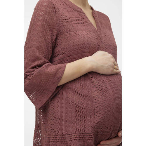 VERO MODA MATERNITY zwangerschapsjurk VMMHONEY oudroze Dames Katoen Ronde hals XXL