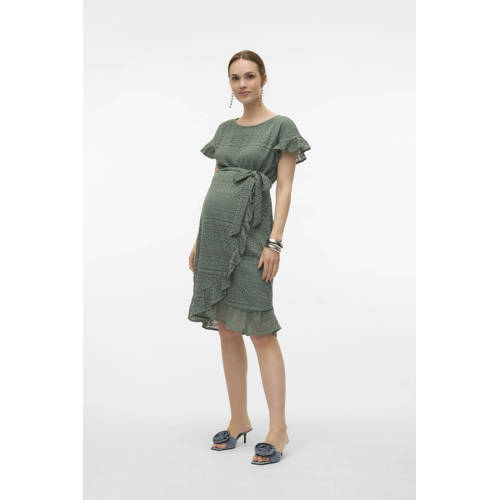 VERO MODA MATERNITY crochet zwangerschapsjurk VMMHONEY groen Dames Katoen Ronde hals L