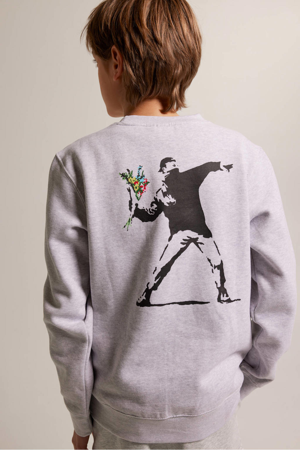 America Today sweater met backprint grijs