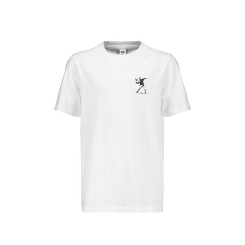 America Today T-shirt met backprint wit/zwart Jongens Katoen Ronde hals