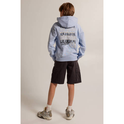 America Today hoodie met backprint babyblauw Sweater Jongens Katoen Capuchon 122 128