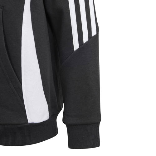 Adidas Performance Junior sporthoodie Tiro24 zwart wit Sportsweater Jongens Meisjes Katoen Capuchon 152