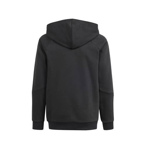 Adidas Performance Junior sporthoodie Tiro24 zwart wit Sportsweater Jongens Meisjes Katoen Capuchon 152